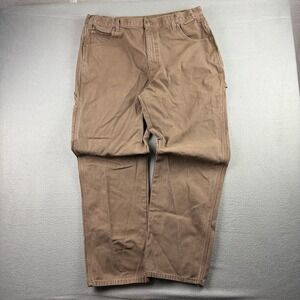 Dickies Duck Canvas Carpenter Relaxed Stretch Brown Utility Pants Men's 36x32*